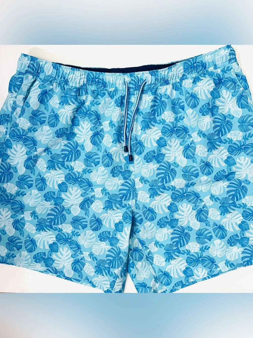 Peter Millar Crown Linework Monstera Swim Trunks XL Blue 7” Stretch Lined